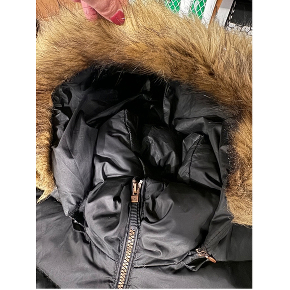 Marc New York Black Puffer Jacket with Faux Fur Detachable Hood, Size L - Picture 10 of 12